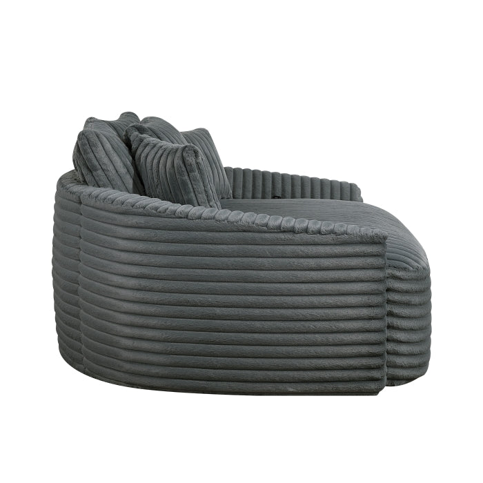 Oversized Dark Gray Chaise Lounge with USB charger