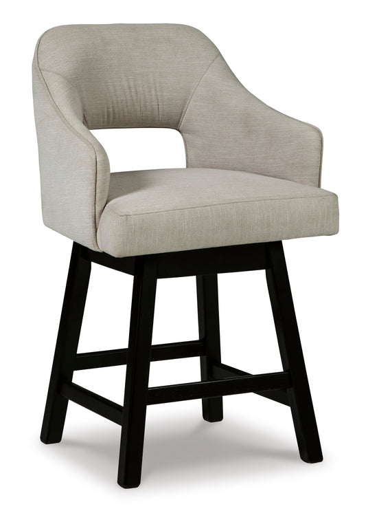 Tallenger Beige Upholstered Swivel Barstool (Set of 2)