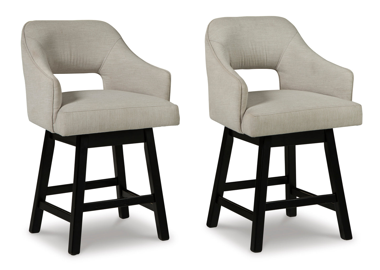 Tallenger Beige Upholstered Swivel Barstool (Set of 2)