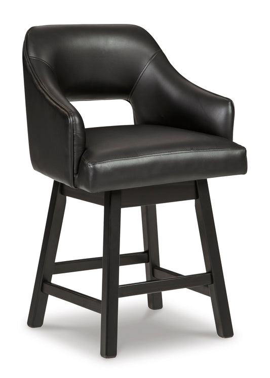 Tallenger Black Upholstered Swivel Barstool (Set of 2)