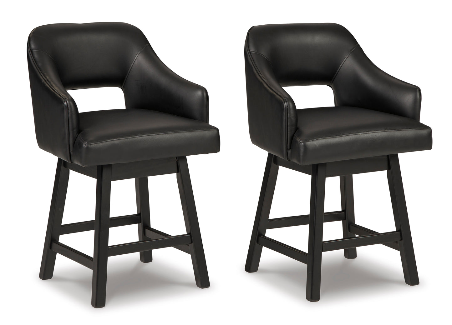 Tallenger Black Upholstered Swivel Barstool (Set of 2)
