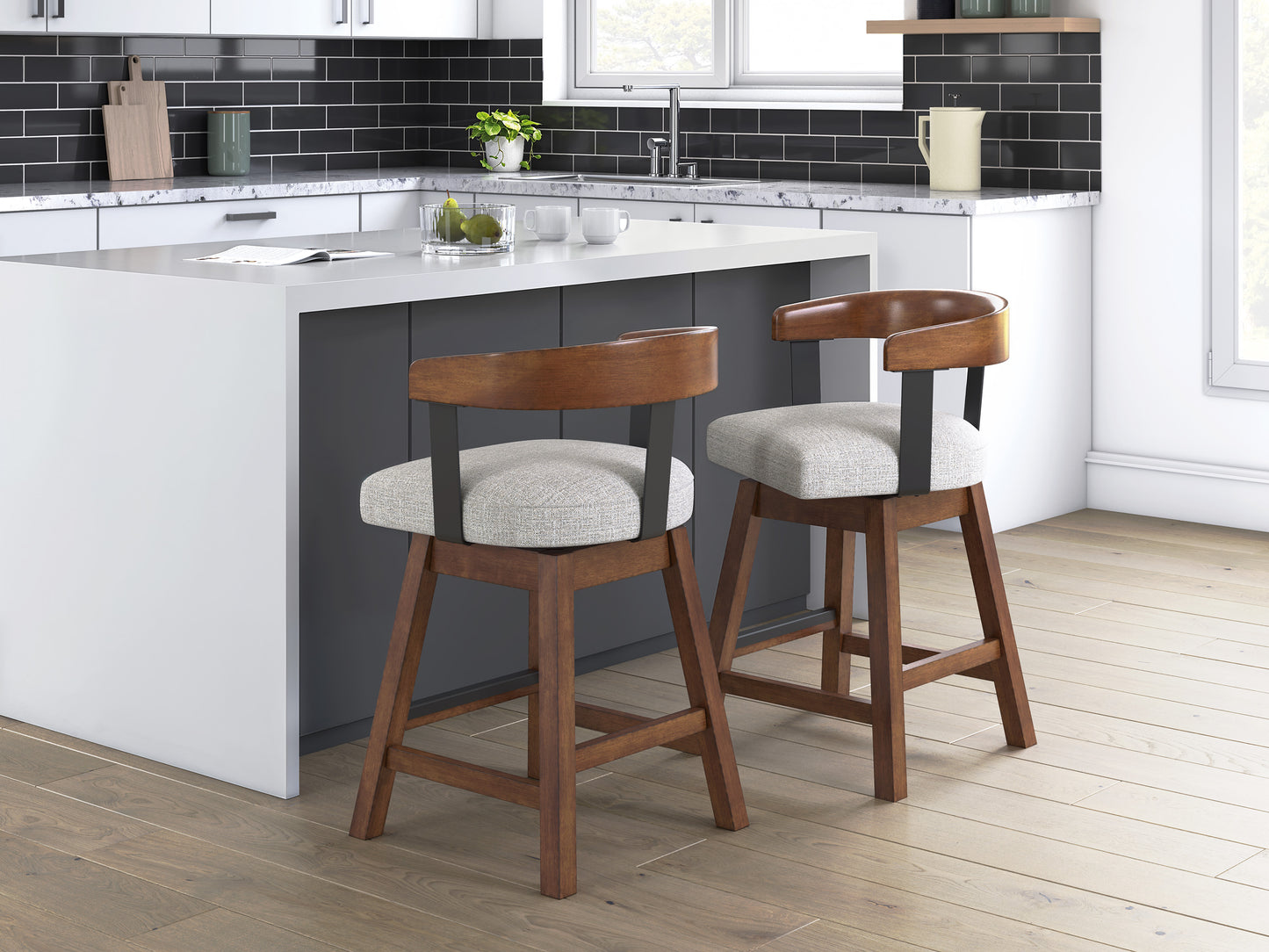 Ralene Upholstered Swivel Barstool (Set of 2)