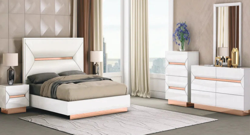Talia - Bedroom Collection - White / Rose Gold