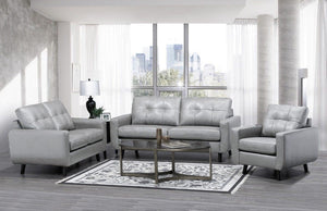 Zurick Steel Grey Leather Match Sofa / Loveseat / Chair - Made In Canada