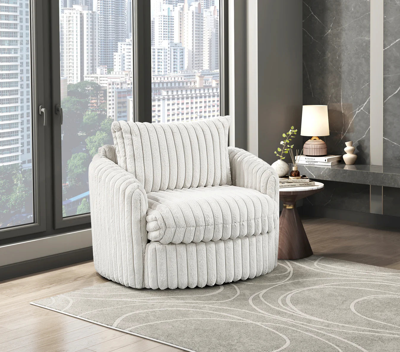 Luxurious Accent Chair with Swivel Base