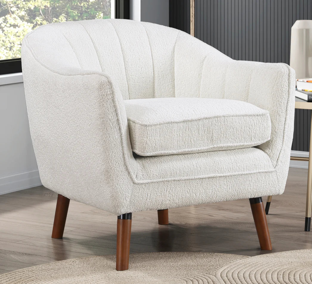 White Fabric Accent Chair