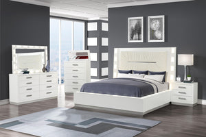 Coco - Bedroom Collection - White Upholstered LED