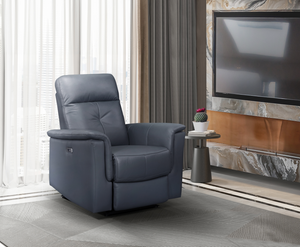 Bristow Collection - Power Glider Recliner - Blue Grey Leather