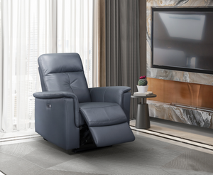 Bristow Collection - Power Glider Recliner - Blue Grey Leather