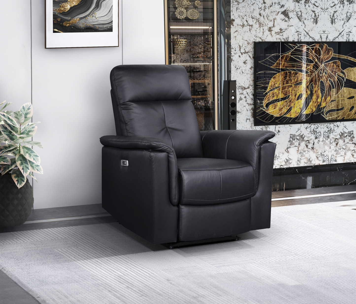 Bristow Collection - Power Glider Recliner - Black Leather