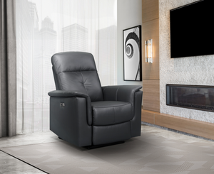 Bristow Collection - Power Glider Recliner - Dark Grey Leather