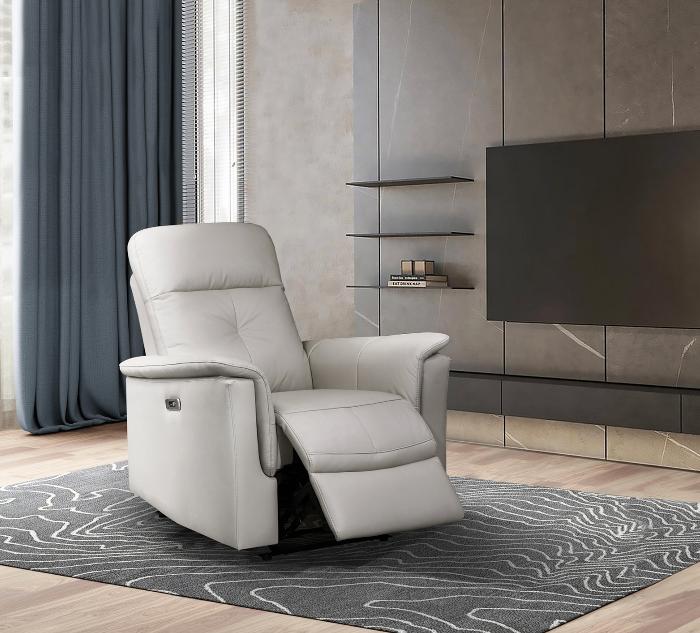 Bristow Collection - Power Glider Recliner - Silver Leather