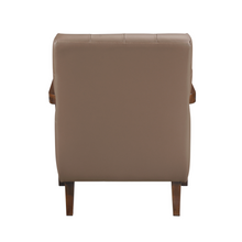 Load image into Gallery viewer, Accent Chair - Brown Top Grain Leather - Solid Wood Frame Walnut Finish
