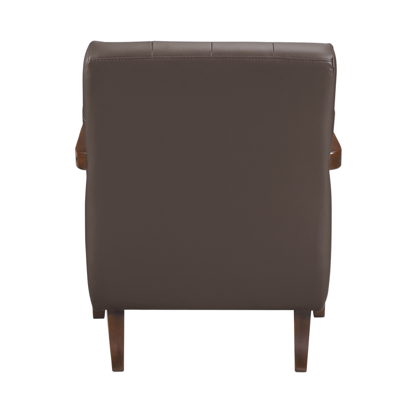 Accent Chair - Dark Brown Top Grain Leather - Solid Wood Frame Walnut Finish