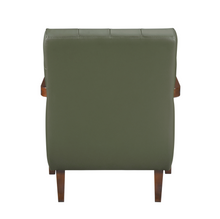 Load image into Gallery viewer, Accent Chair - Green Top Grain Leather - Solid Wood Frame Walnut Finish
