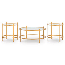 Load image into Gallery viewer, Pearlox Gold and Glass Coffee Table Set
