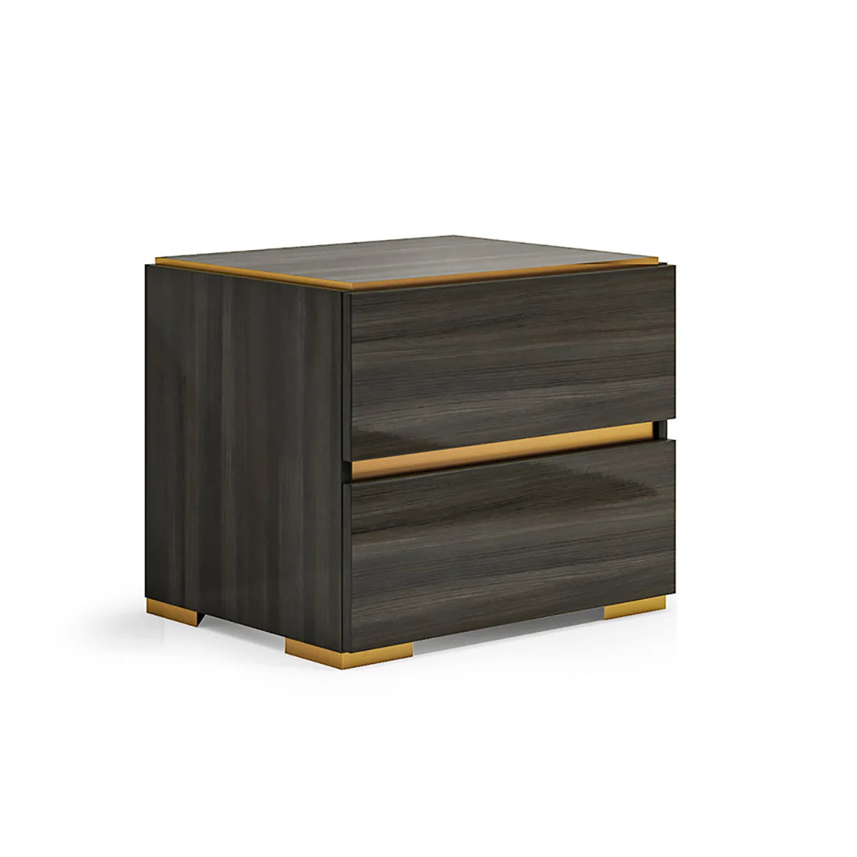 Yvette - Modern Dark Gray Bedroom Set with Gold Accents and LED Lightning