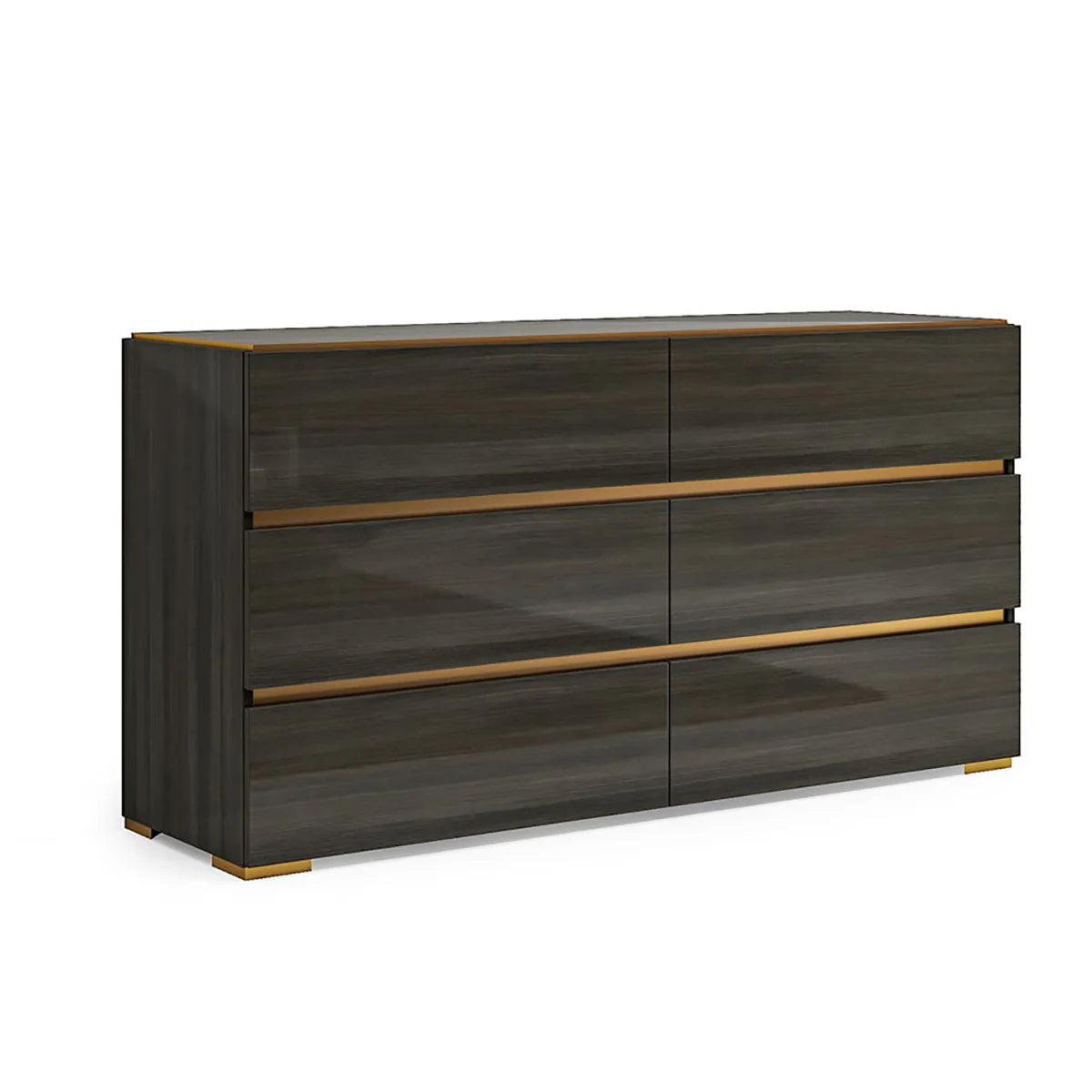 Yvette - Modern Dark Gray Bedroom Set with Gold Accents and LED Lightning