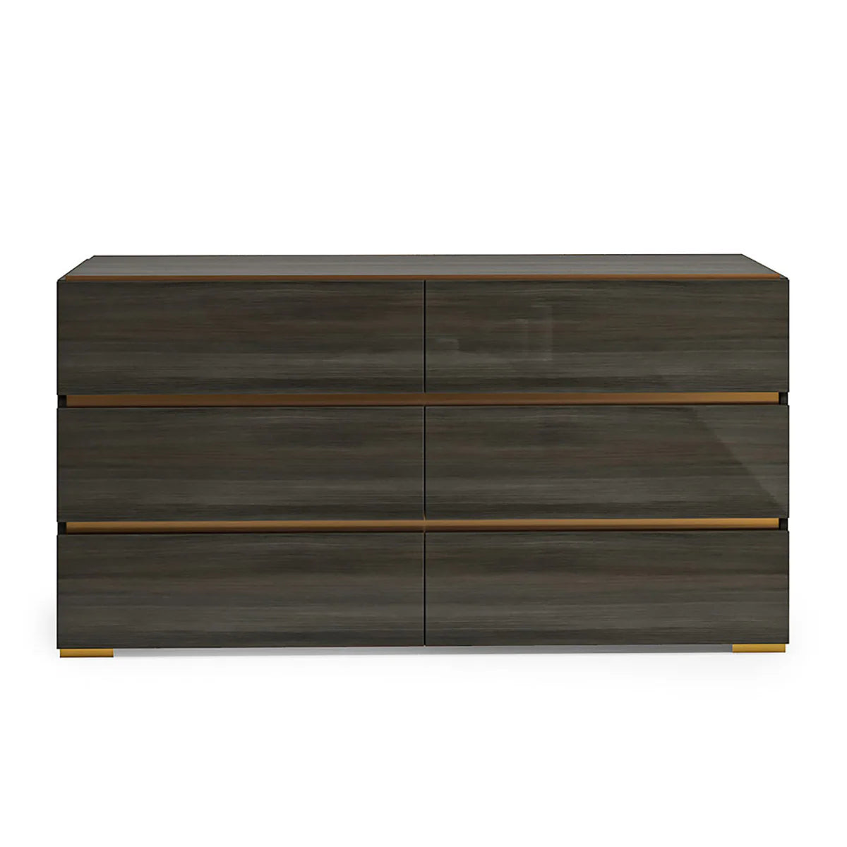 Yvette - Modern Dark Gray Bedroom Set with Gold Accents and LED Lightning