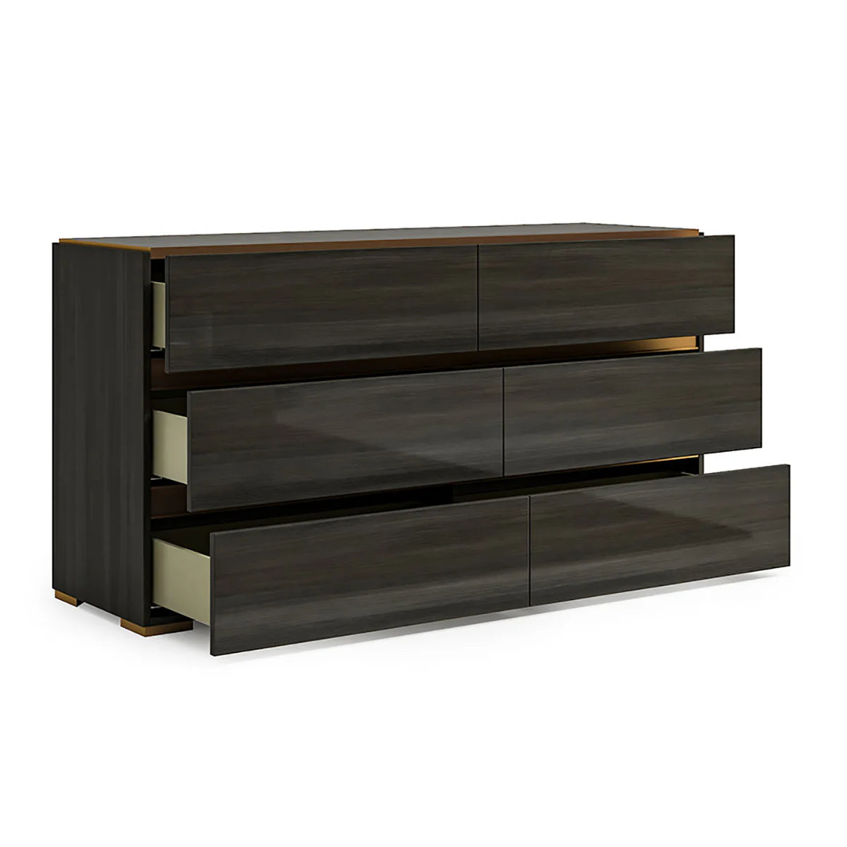 Yvette - Modern Dark Gray Bedroom Set with Gold Accents and LED Lightning