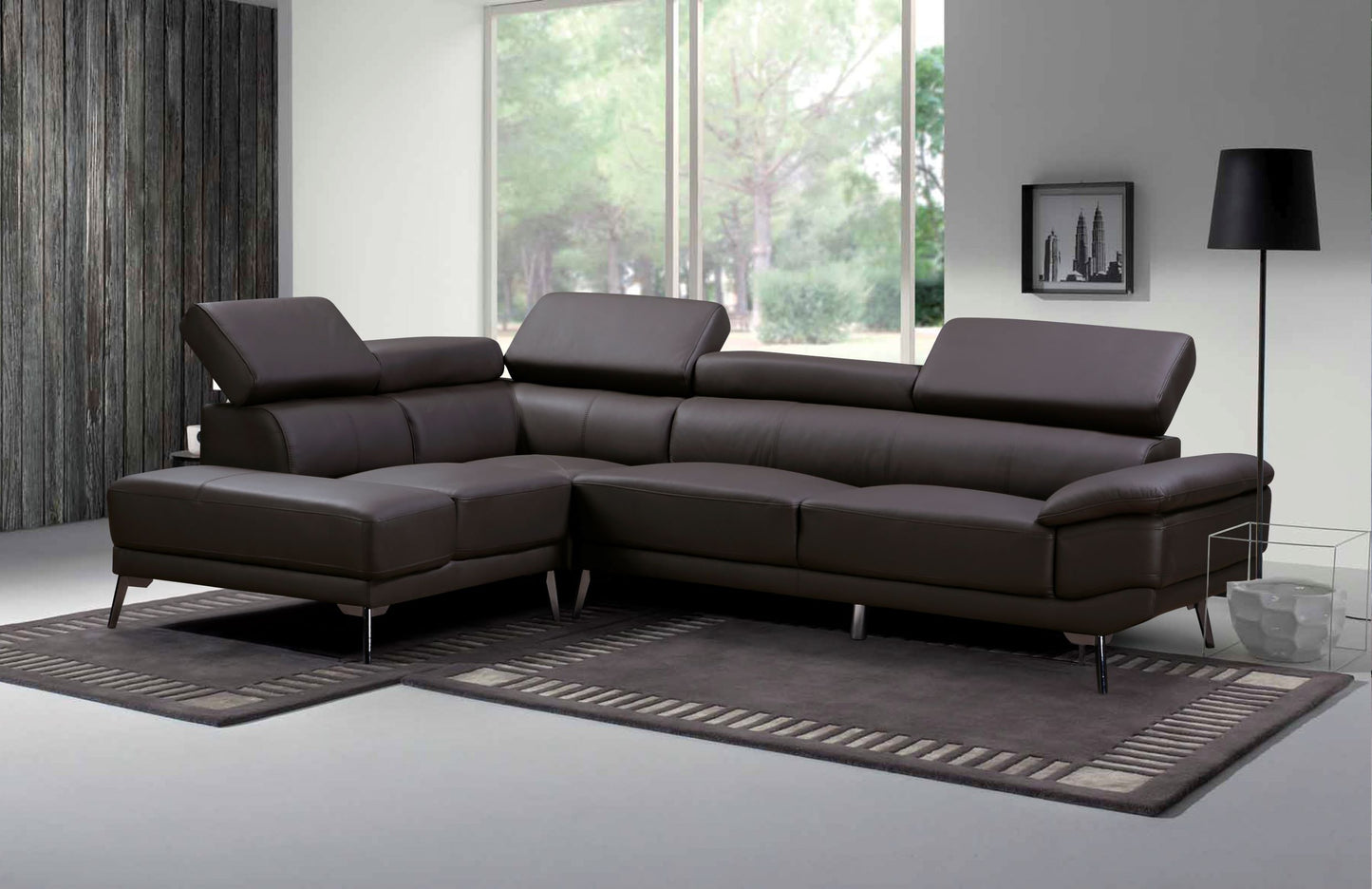 New Delhi Sectional - Genuine Leather Match