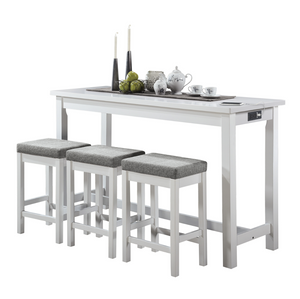 Alexandria - White - Counter Height Table With 3 Bar Stools - 4 Piece Set