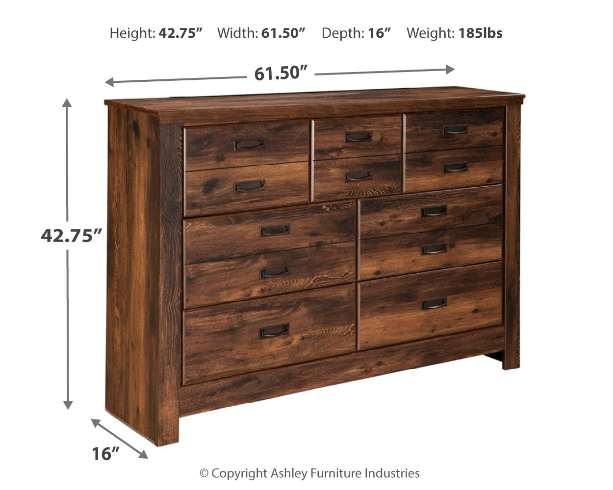 Quinden - Dark Brown - Dresser - B246-31 - Ashley Furniture